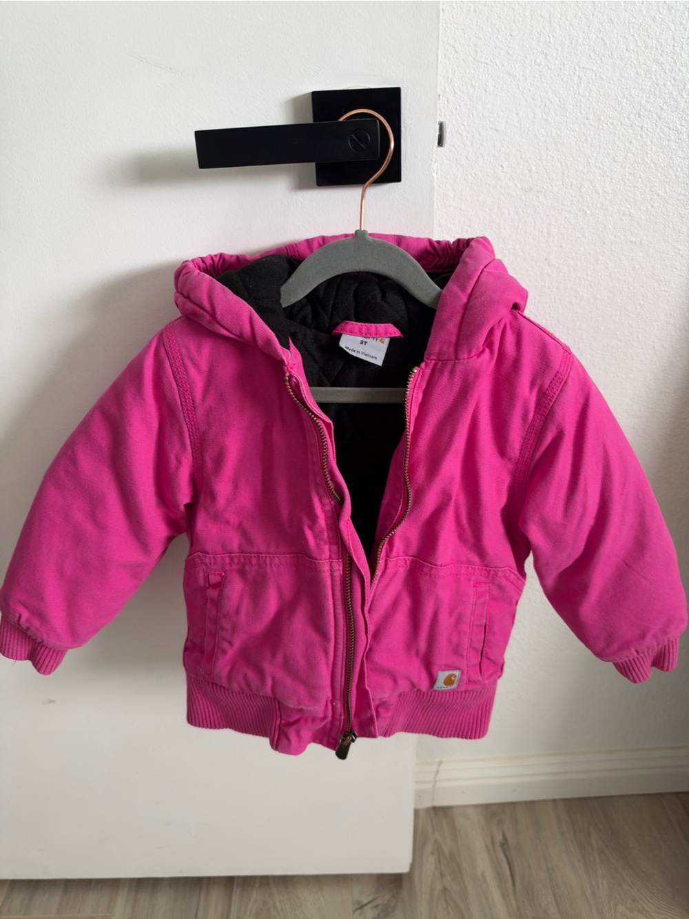 Carhartt Girls' Bright Pink Hooded Puffer Jacket